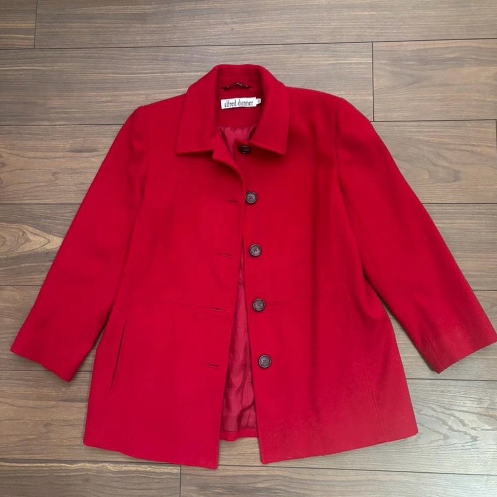 Alfred Dunner Red Classic Button-Front Pea Coat